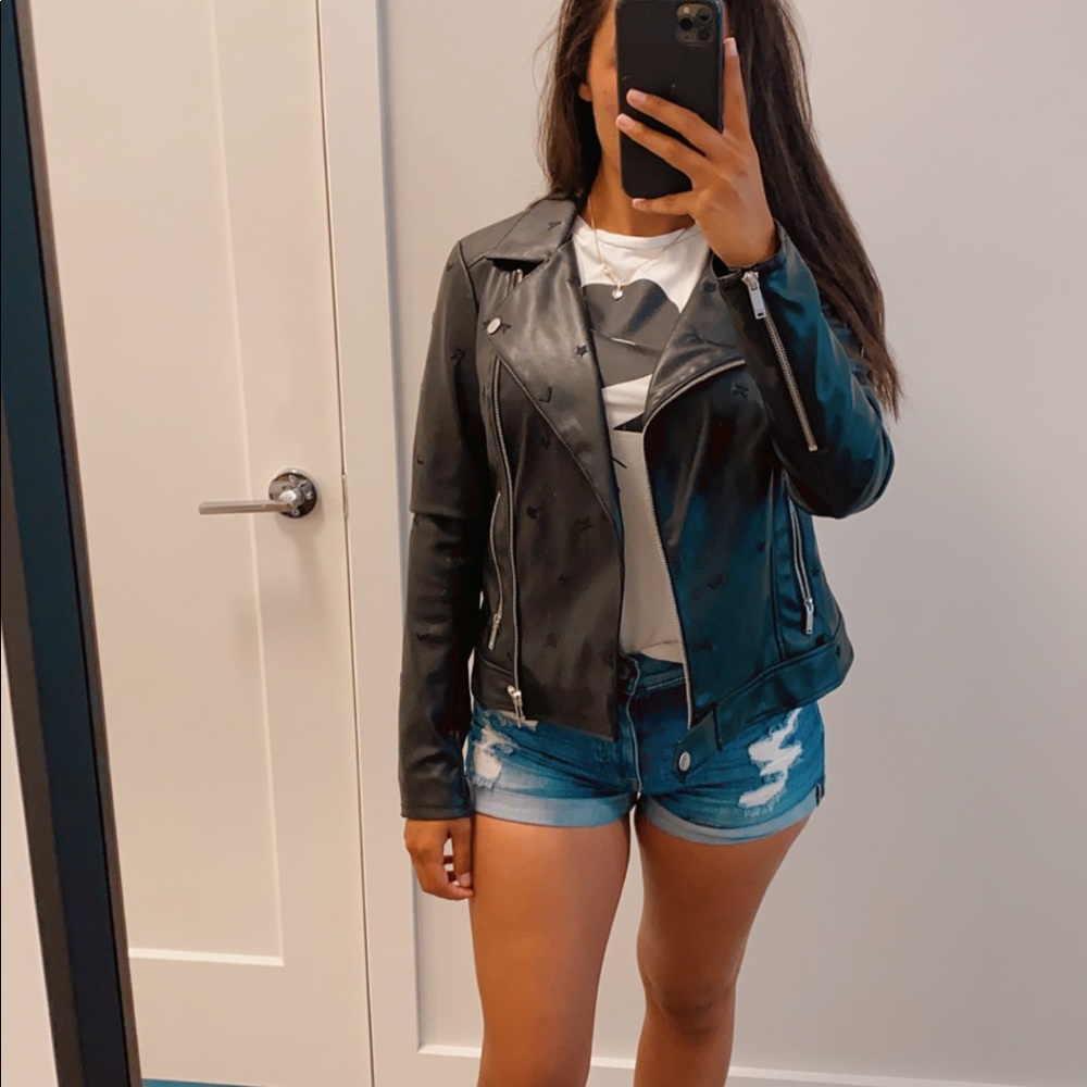 💗KARL LAGERFELD Faux Vegan Black Leather Jacket